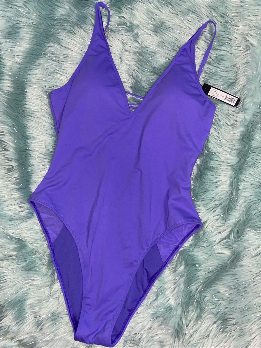 Ta3 Hi Cut Plungey Swimsuit in Purple